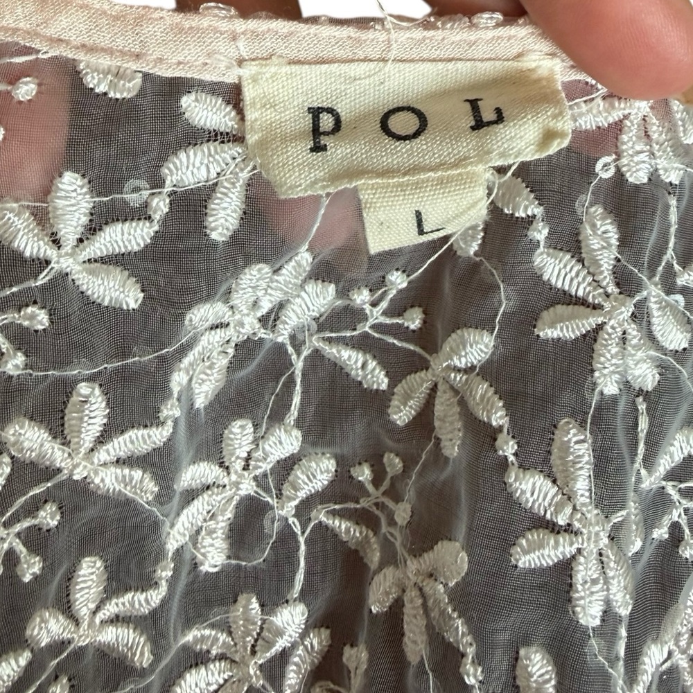 POL Floral Lace Sheer Tank Top Tunic Size Large - Picture 2 of 4